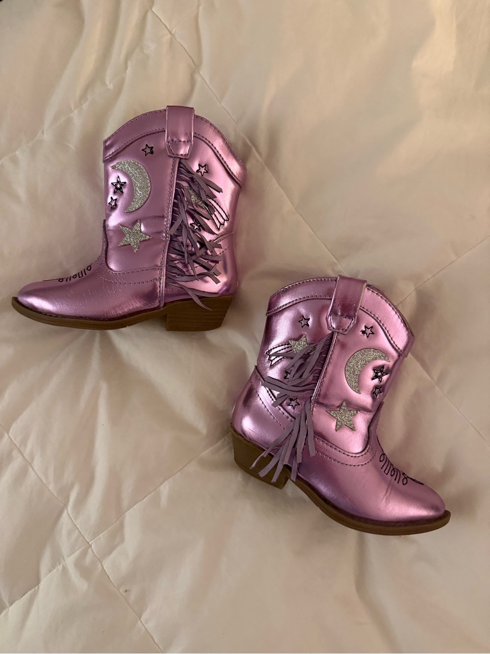Tucker + Tate Girls Metallic Pink Fringe Cowboy Boots